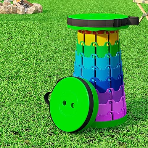 Portable Telescopic Stool,Camping Lightweight Folding Stool,Green Mini Portable Folding Outdoor Fishing Camping Picnic Travel Beach Stool