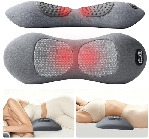 3 En 1 Almohada Lumbar, Dispositivo de Masaje Lumbar Eléctrico, Dispositivo de TraccióN Lumbar, Masajeador Lumbar Eléctrico con VibracióN y Calor, Masajeador para Sofá, Silla Oficina