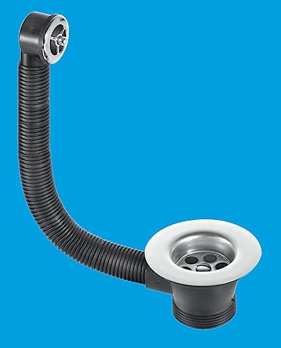 McAlpine FSW2PC Combined 1½ x 85mm Long 1 and Half Inch or 40mm Metric Measurement Equivalent Size Flange Sink Waste & Chromed Overflow Connection with Plug