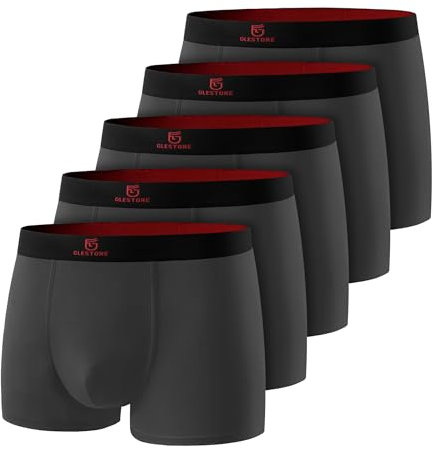 GLESTORE Boxershorts Herren Unterhosen Männer 5er Pack Modal Unterwäsche Hipster Sport Underpants 5dunkelgrau L