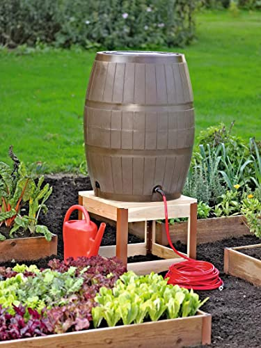 Gardeners Supply Company Wooden Rain Barrel Stand | Sturdy Cedar Wood Rainwater Collection Barrel Stand with Rust-Proof Aluminum Corners | Holds up to 750 Pounds - 22 Square x 18 H