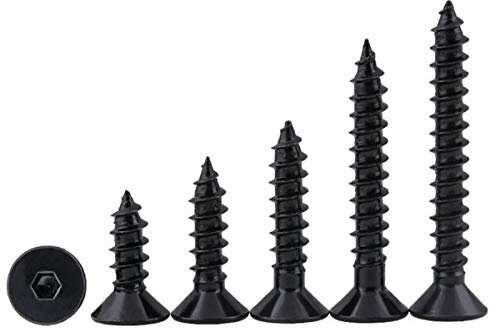 Guhua Noir 8,8 à tête plate à six pans creux Tapping vis à six pans creux Ka clou à tête fraisée Cap Vis autotaraudeuse M3M4M5M6 20pcs M5 40mm