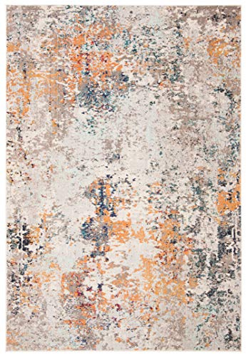 SAFAVIEH Tapis Moderne pour Salon, Salle à Manger, Chambre à Coucher - Madison Collection, Tapis à Poil Court, Gris et Beige, 61 X 91 cm