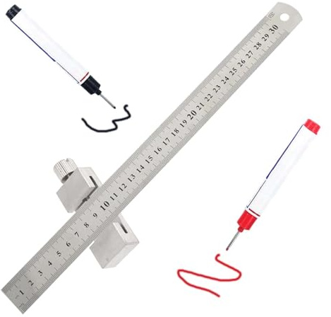 Regla de Acero Inoxidable Con Tope de Metal, Herramienta de Direccionamiento, Ángulo de Combinación - Regla de Rasgadura de Latón