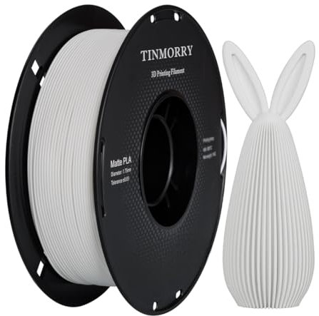 TINMORRY Matt PLA Filament 1,75 mm, Glanzfreie Farbe, Matt Textur, 1 kg Spule (2,2 lbs), Hohe Kompatibilität mit Bambu Lab FDM 3D Drucker, Matt weiß