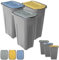 KADAX Lot de 3 poubelles de 30 l pour système de tri des déchets, poubelle en plastique avec couvercle à charnière (jaune, vert, bleu)
