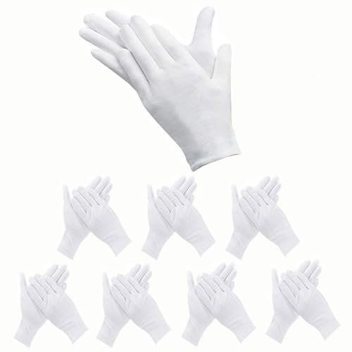 8 Paar Baumwollhandschuhe, Baumwollhandschuhe Weiß, Weiße Handschuhe Baumwolle Waschbares Und Dehnbares Tuch Für Mehrzweck Bequem Und Atmungsaktiv, Für Hautpflege Schmuck Untersuchen