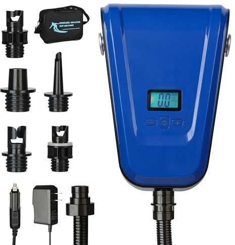 Tonsim Sup Pumpe Elektrisch – 20 PSI Hochdruck elektrische Luftpumpe sup 12V DC 110W mit Auto-Stopp für Aufblasbare Stand Up Paddle Boards, Kajaks, Boote, Zelte, Matratzen