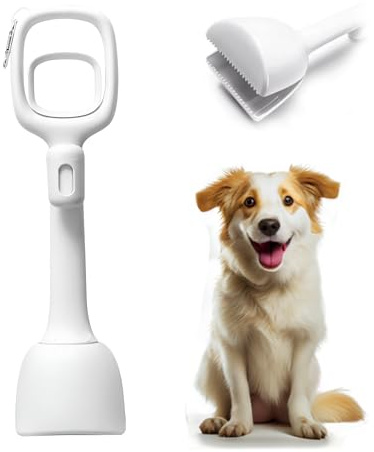 Premium Portable Pet Waste Scooper with Bags – White | Long Handle Dog Pooper Scooper for Easy Clean-Up | Cat Litter Poop Scoop | Eco-Friendly Poo Picker Grabber Tool for Dogs, Cats & Horses