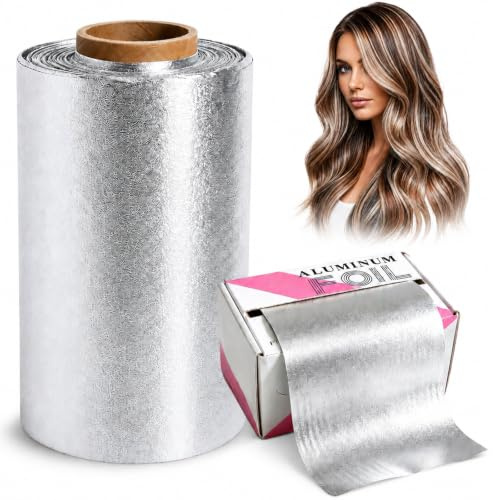 Aluminiumfolie frisör 100 m, räfflad slingfolie silver, aluminiumfolie för slingor set, aluminiumfolie för frisörsalong, slingor folie, folierullar, slingpapper, halkfri, slitstark