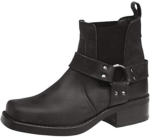 Bottines de cowboy/motard Terminator en cuir véritable pour homme, Noir , 40 2/3 EU