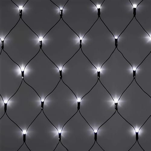 ANSIO® Net Lights Outdoor, 200 LED 2 x 2m Cool White Fairy Christmas Lights with Timer, Mains Powered Mesh for Indoor Outdoor Xmas Trees, Windows, Garden Party Decorations [Energy Class G]