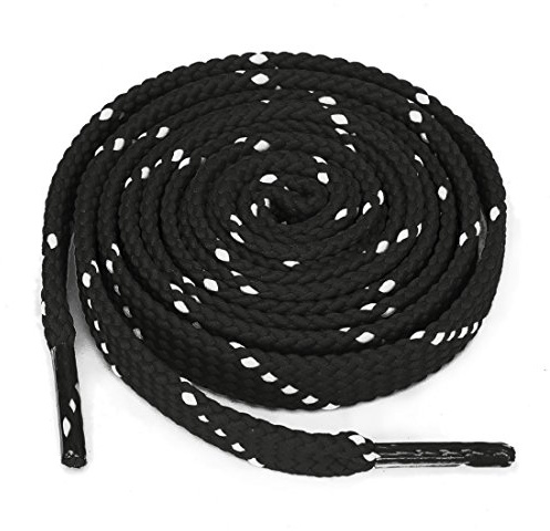 sourcing map lacets plats athlétiques en sergé double couleur 3 paires pour tous les types de baskets décontractées Noir blanc 120 cm/47.2