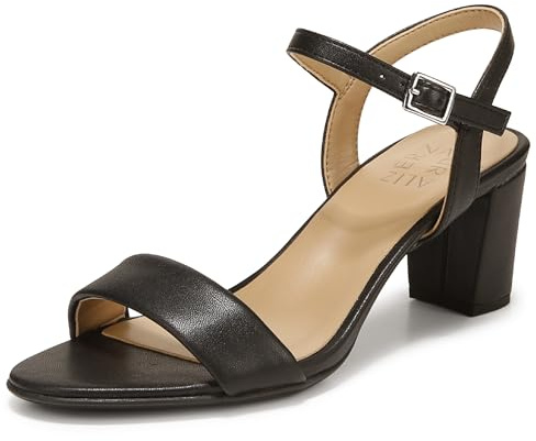Naturalizer Womens Bristol Ankle Strap Chunky Block Heel Dress Sandal ,Black Smooth ,8M