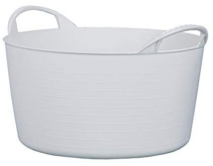RED HOG - Flexi, contenitore per casa, giardino, edifici, super resistente, multiuso, con manici, capacità: 120 kg, 35 x 23 x 30 cm (14 l, bianco)