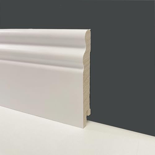 96ML di BATTISCOPA ZOCCOLINO DUCALE in legno massiccio - massello 95X15 BIANCO