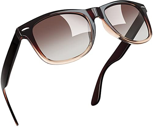 Joopin Classique Design Lunettes de Soleil Femme Polarisées Carrées Dégradé Brun et Lunette de Soleil Homme Vintage Pour Conduite