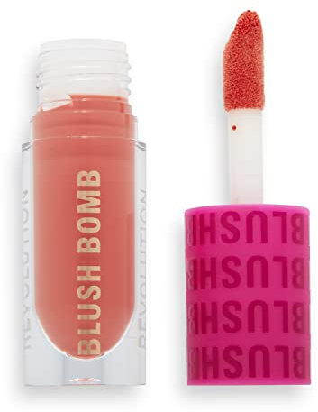 Revolution Beauty, Blush Bomb Cream Blusher, Lightweight Makeup & Creamy Formula for a Dewy Finish, Enriched with Vitamin E, Glam Orange, 0.15 Fl. Oz.