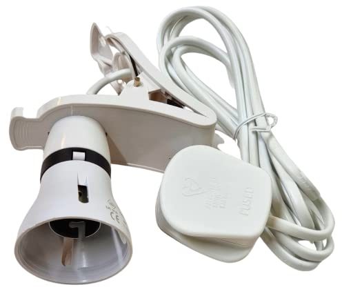 Clip Desk Lamp with UK Plug & 2m Cable, Reading Light Table Lamp, Desk Light Clamp with Bulb Holder & Switch, Portable Plug in Pendant Light for Shop, Bed, Office & Study