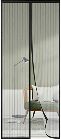 Mosquitera Puerta Magnética 75x190, SHA2WEN Mosquiteras para Puertas Negro, Disfrute del Buen Verano en Familia