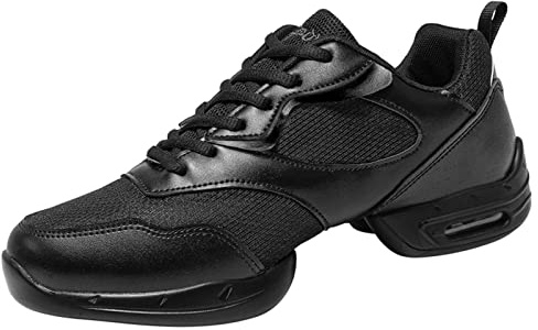 SDEQA Danssneakers för män med delad sula Jazzdansskor Plattform Andas mjuk botten utomhus,Black,44 EU