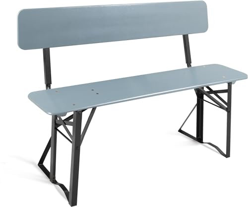 Stagecaptain BBB-119 GY Hirschgarten Bierzeltbank mit Lehne 119 cm 4X Set - 2 robuste, Kurze Bierbänke mit aufsteckbarer Lehne - Lackierte Oberfläche - Grün lackierte Stahlgestelle - Grau