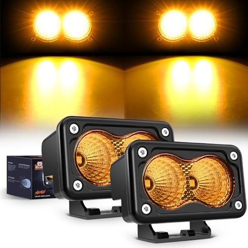 Nilight 2 PCS 3 Inch 1070LM Flood Amber Motorcycle Light Pods