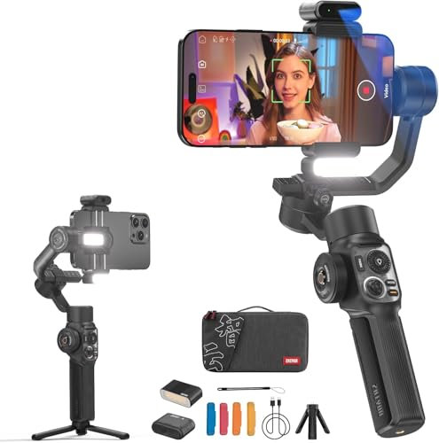 ZHIYUN Smooth-5S AI Pro[Oficial] Estabilizador Smartphone, Handy Gimbal de 3 Ejes con Trípode, AI Tracker, Luces de Llenado, Estabilizador de Teléfono Móvil, para Vlog, Youtube, TikTok