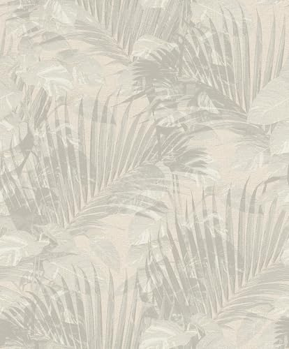 Rasch vacker vardagsrumskollektion fibertapet TROPICAL 600148 med tropiska blad i beige salvia – 10,05 m x 0,53 m