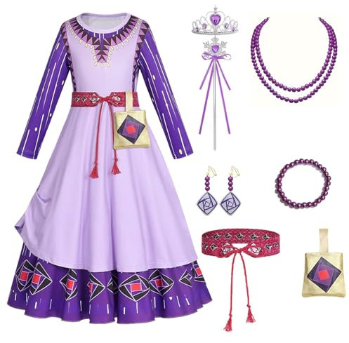 Geruicee Robe De Princesse,DéGuisement Princesse,Violet Princesse Jupe, Cosplay Costume Avec Couronne Princesse,Colliers Et Boucles D'Oreilles,Pour Cosplay Party Costume Party,Deguisement Princesse