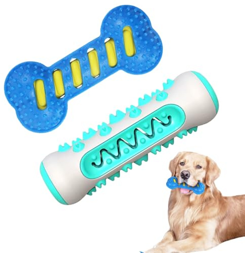 hssopa Juguetes para Perros, Juguete Indestructible para Perros, Juguete chirriante para morder y Limpiar los Dientes, Apto para Perros pequeños y medianos (Azul + Azul)