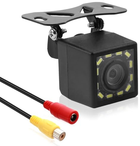 teasteam Car Reversing Camera 720P with 12-LED Rear View Camera Night Vision IP68 Waterproof 170° Wide with 6M Video Cable Angle Starlight Car Reverse Video for Trucks Vans SUVs RVs Caravan