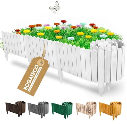 BOGATECO Bordura per aiuola in legno, lamelle di legno | Recinzione a rullo alta 40 cm e lunga 200 cm | Recinzione in legno | Recinzione a doghe perfetta come bordatura per aiuola o delimitazione di