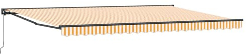 vidaXL Tenda Manuale Retrattile Arancione e Bianca 5 x 3m di Tessuto Resistente ai Raggi UV e all'Acqua. Struttura in Alluminio montata a Parete. Ombra Moderna con Texture Rigata Liscia, Perfetta p