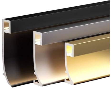 MLKHESY Zócalo de Perfil de Aluminio LED, Tira Decorativa con Ranuras, moldura de zócalo con iluminación integrada, Base de Pared con iluminación LED de Canal para Pasillo y Escalera Black 4cm