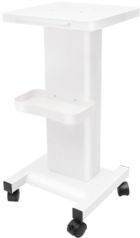 Carrello cosmetico professionale con ripiano regolabile in altezza – Carrello per parrucchieri & Beauty Studio (capacità di carico 60 kg), struttura in alluminio/plastica, ruote stabili