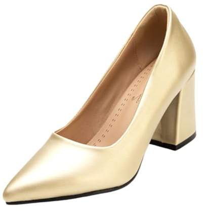 Vrupons pumps med blockklack | 8 cm klack höga klackar för kvinnor kontor & fast bred passform