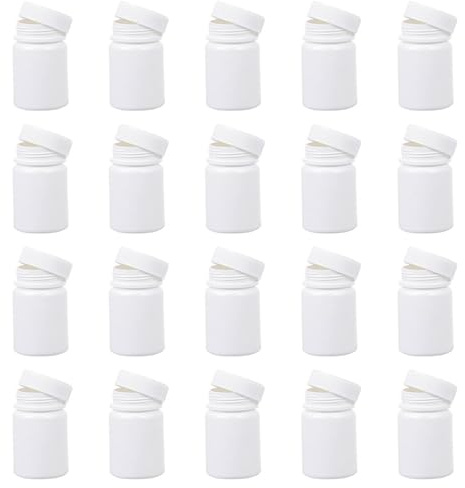 Mobestech 30 Flaconi Contenitori per Pillole da 50 Ml Coperchio Sigillante, Bottiglie Rotonde per Capsule e Vitamine, Portapillole Portatile per Viaggio e Conservazione Farmaci