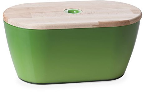 Omada Design Boîte à pain 34x19x17 cm avec une capacité de 6 litres et un couvercle qui peut être utilisé comme planche à découper, idéale pour préserver la fraîcheur et gagner de la place, Vert