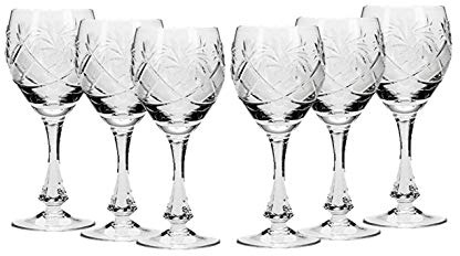Belarus SET of 6 Russian CUT Crystal Shot/Sherry Glasses on a Long Stem 2.4 oz Hand Made
