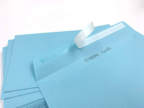 25 Briefumschläge, Hellblau, Himmelblau, Babyblau, DIN lang = 220 x 110 mm, Haftklebestreifen