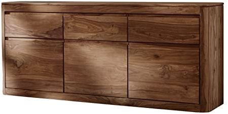 MASSIVMOEBEL24.DE | Toronto Sideboard mit Türen 185x80x40 Sheesham/Palisander - Verschiedene Größen und Farben, Farbe:Dunkelbraun gebeizt, Größe:185x40x80 cm (BxTxH)