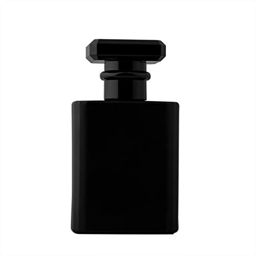 Enslz 50ml (1.69Oz) Thick Square Flint Glass Refillable Perfume Bottle, Square Portable Cologne Atomizer Empty Bottle with Spray Applicator For Travel (Black)