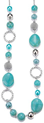 BULINLIN Long Beaded Silver Necklace for Her Crystal Bead Sweater Chain Fashion Jewelry Necklace Birthday Gifts for Women Mum