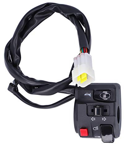 Interruttore Manubrio Motociclo 7/8 Pollici - Controllo Fanali, Clacson, Frecce e Luci Antinebbia - ABS Resistente - Plug-and-Play Pin - Compatibile con la Maggior parte delle Mot