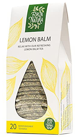 Lemon Balm Herbal Tea – 20 Biodegradable Tea Bags | 100% Pure Melissa officinalis | Caffeine-Free Calming Nighttime Herbal Infusion for Relaxation & Bedtime Routine