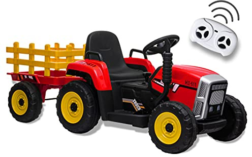 Teorema 66706 - Elektro-Traktor 12 V für Kinder mit Licht, Sound, Anhänger und Fernbedienung 2,4 GHz