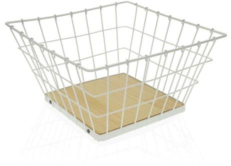 Versa Frutero Madera Acero de la Marca, Color Blanco (26 x 14 x 26 centímetros)