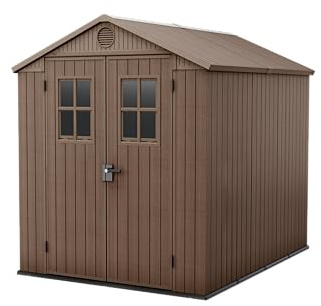 Keter Casetta da Giardino Darwin 6x8, Finitura Effetto Legno, Colore Marrone, 4,5 m², 190x244x221H cm