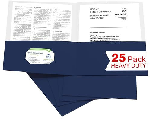 Zzrywuty 25 Packs Paper Blue Folders with Pockets for Students,Businessmen and Office Workers,Letter Size,Two Pocket Folders with Card Slot for Office,Business,School Supplies